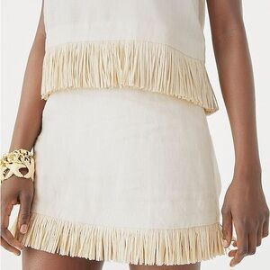 JCREW Collection 100% Linen Fringe Trimmed Mini Skirt